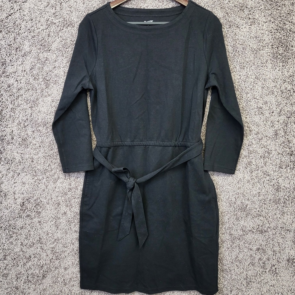 Duluth Trading Co Ponte Pro Knit Dress Womens M Black NEW 72602 Midi 3/4 Sleeve